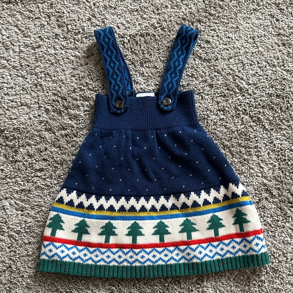 🎄❄️ Hanna Andersson Navy Holiday Knit Fair Isle dress